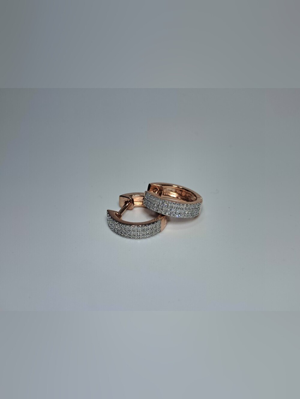 925 Sterling Silver And Natural Diamond Huggie Hoops NWT - Picture 2 of 4
